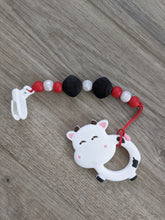 Load image into Gallery viewer, Silicone Teething Pacifier Clip - Red and Black