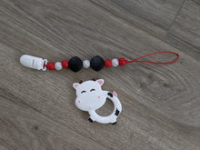 Load image into Gallery viewer, Silicone Teething Pacifier Clip - Red and Black