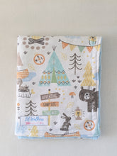 Load image into Gallery viewer, Minky Lovey Baby Blanket - Camping Lovey Blanket