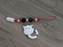 Load image into Gallery viewer, Silicone Teething Pacifier Clip - Red and Black
