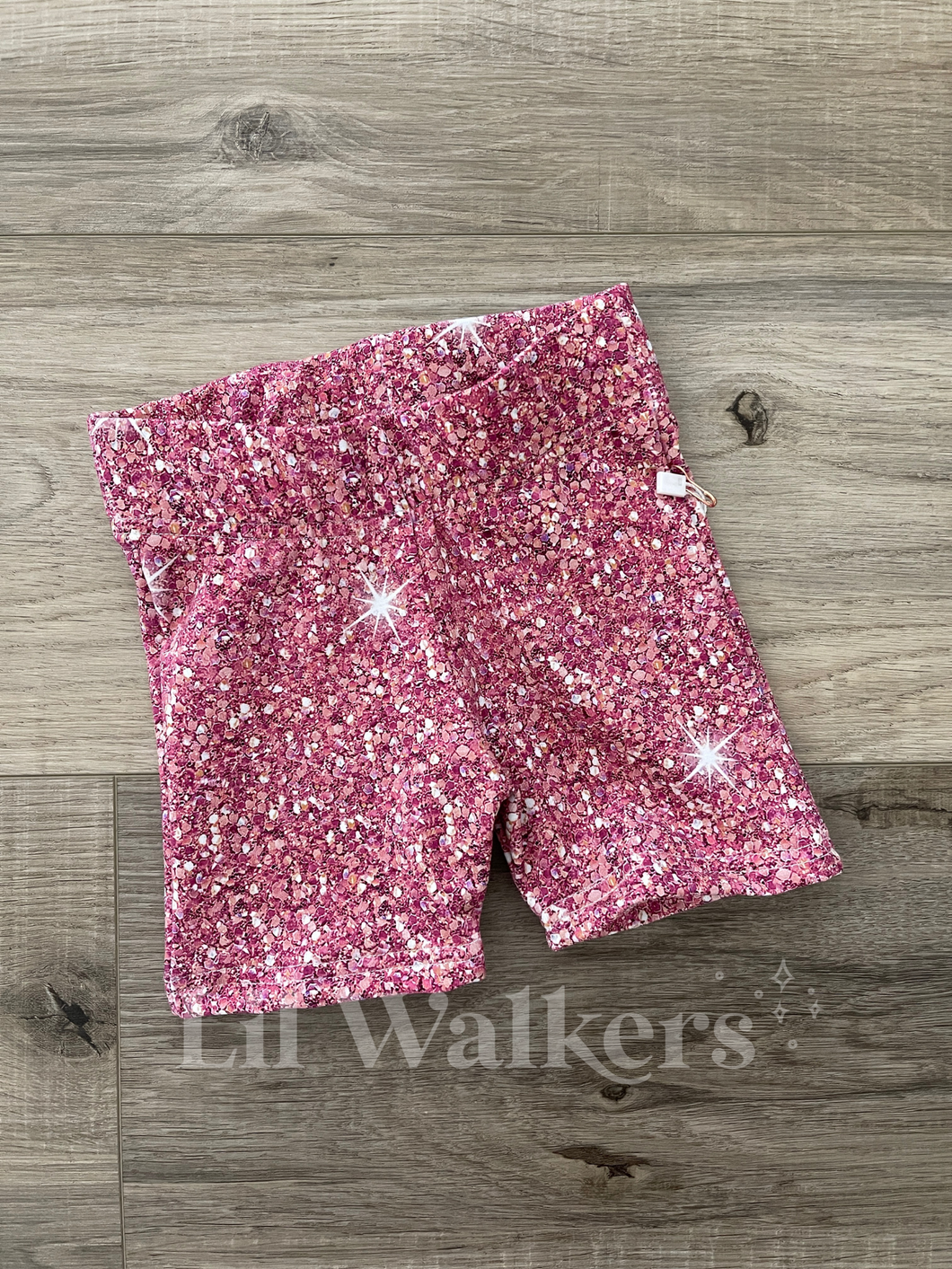 Faux Glitter Pink Biker Shorts - 12/18m