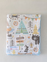 Load image into Gallery viewer, Minky Lovey Baby Blanket - Camping Lovey Blanket
