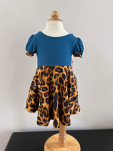 Load image into Gallery viewer, RTS - Dark Teal &amp; Leopard Twirl dress
